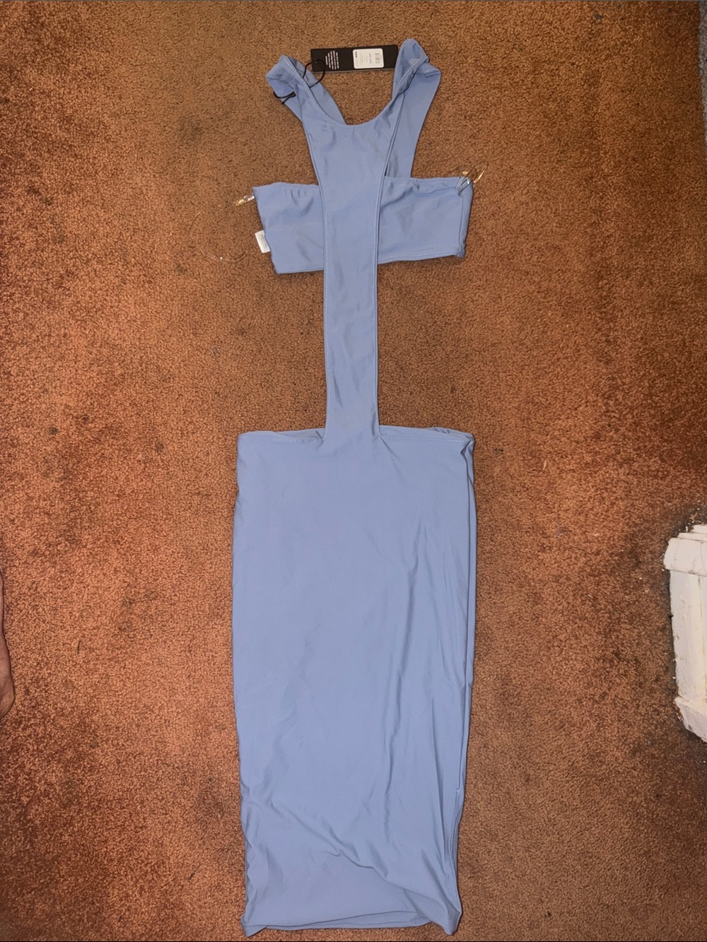 Light Blue Women's Bodycon Dress with Strap Detail